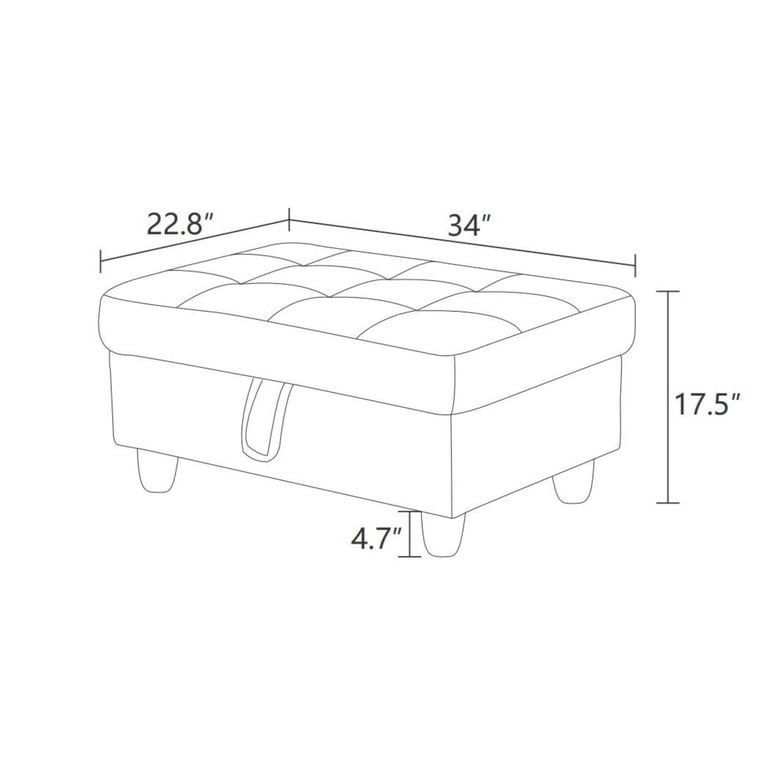 TrumanPick Leather Storage Ottoman, Black photo 4