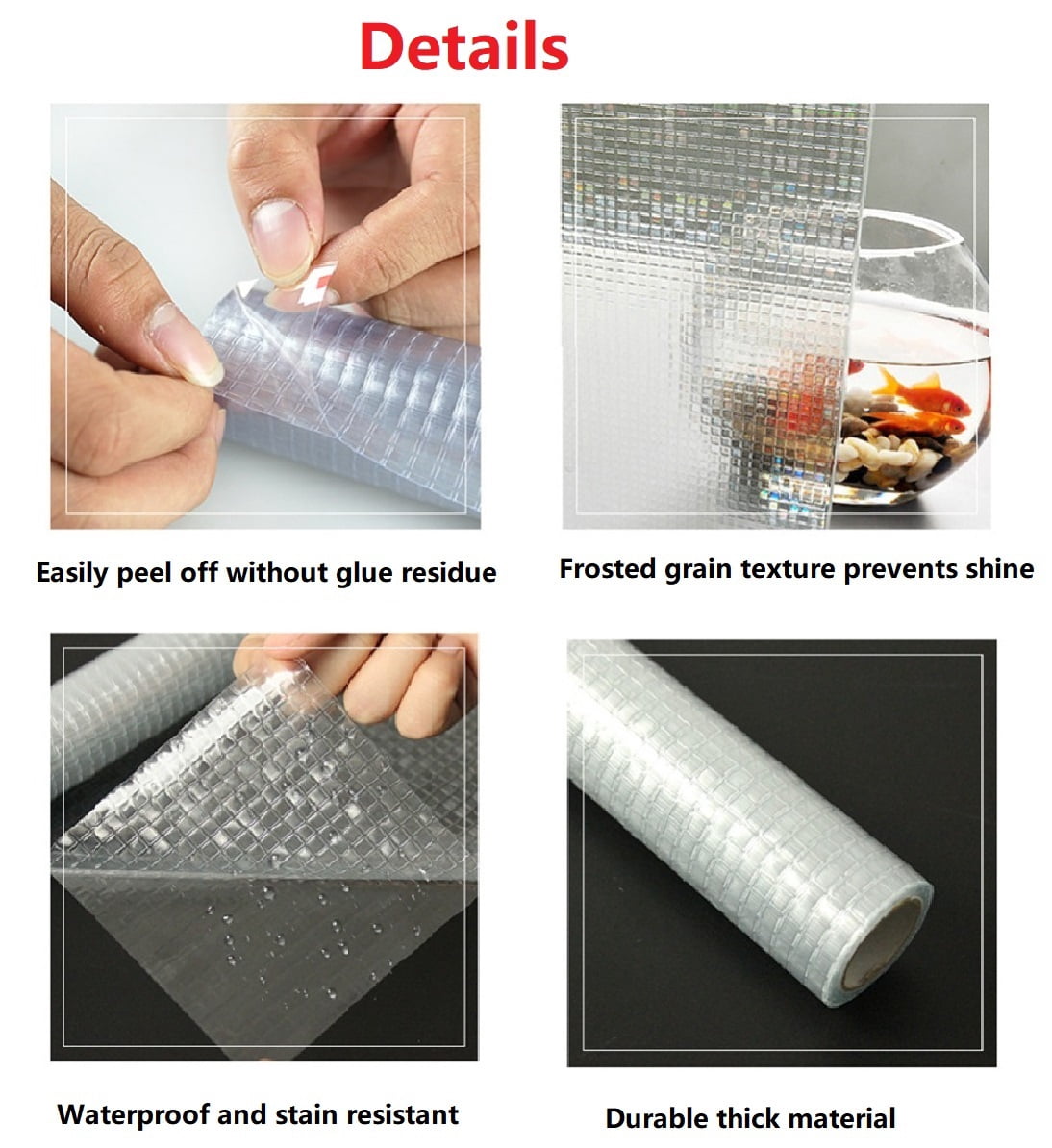 Window Privacy Film 3D Grid Pattern Static Cling to Glass Window Non-Adhesive Stained Glass Window Decals, Heat Control Anti-UV Sun Window Sticker, 3PCS of 17.7 x 78.7 inches, Totally 17.7"x236.2"