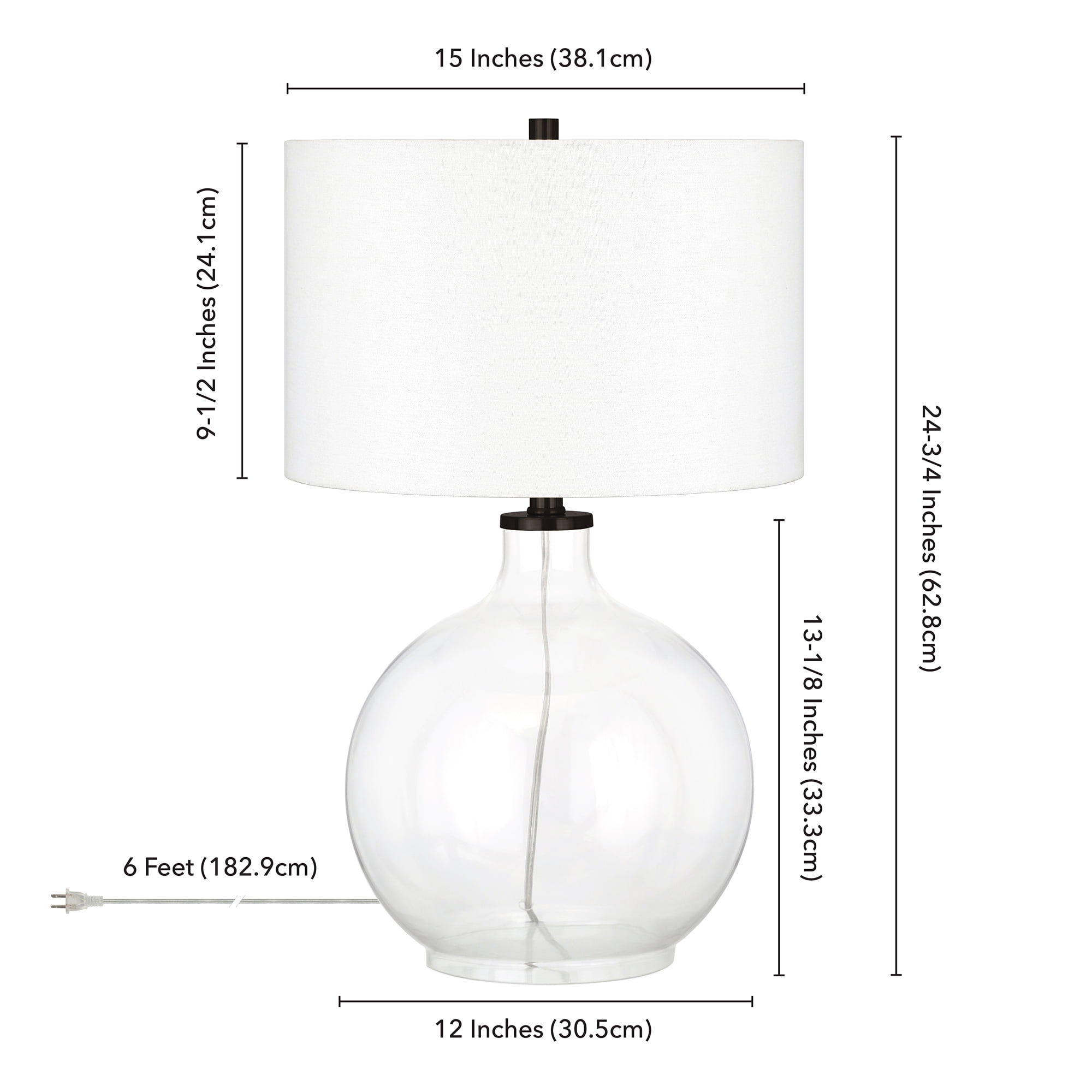 Evelyn Zoe Modern Transitional Round Glass Table Lamp Black
