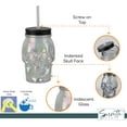 thumbnail image 3 of Servette Home 18oz Tumbler with Reusable Straw and Leakproof Lid Glass Skull Cup - Irridescent, 3 of 6
