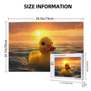 Rateoe Cartoon Swimming Yellow Duck Pattern Wooden Picture Puzzle ,1000 Piece Jigsaw Puzzle ,Family Fun Puzzle, Home Décor Puzzle, Gift Puzzle(Horizontal style)