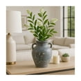 thumbnail image 3 of Terracotta Vase with Handles for Living Room Decor - Casual Home Decor for Bedroom, Coffee Table, and Office Display - Flower Vase for House Styling and Kitchen Counter - 10", Blue & White, 3 of 12