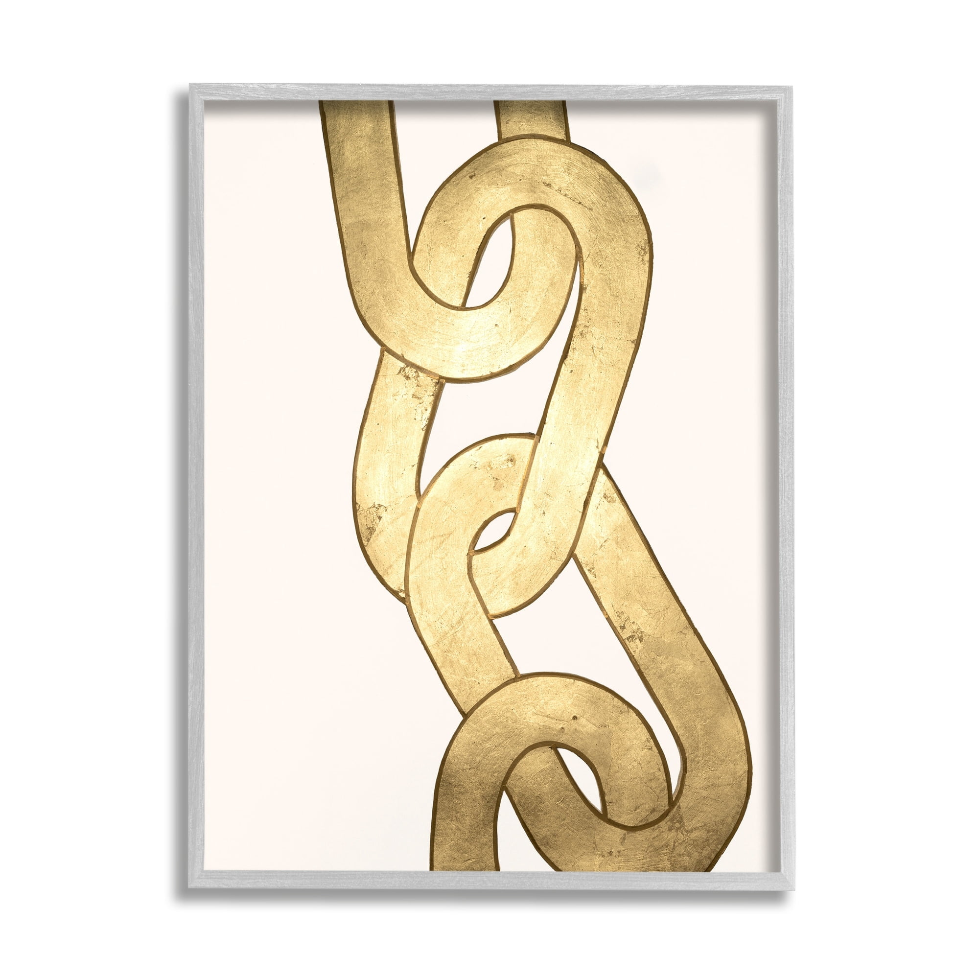 Stupell Industries Modern Chain Links Shapes Abstract Painting Gray Framed Art Print Wall Art