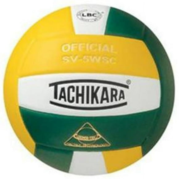 Tachikara SV5WSC.GDW Sensi-Tec Composite High Performance Volleyball - Gold-White-Dark Green