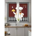 thumbnail image 4 of Kitchen Chef Sheer Curtains 2 Panels Set Black And White P Vintage Laid Knife And Fork Lihgt Filtering Rod Pocket Voile Drape, Semi Sheer Window Curtains for Bedroom Living Room, 52"x63", 4 of 5