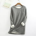 thumbnail image 2 of Siilsaa Women Warm Sherpa Lined Crewneck Sport Sweatshirt Pullover Loungewear Dark Gray,3XL, 2 of 4