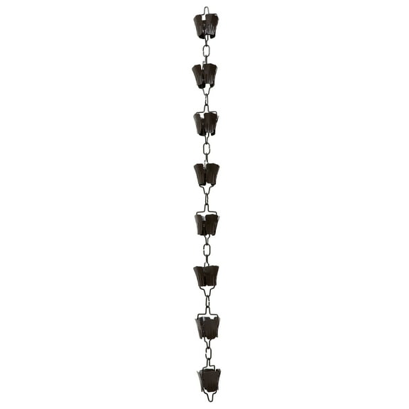 Niceauty Black Metal Flower Shaped Rain Chain for Outdoor Gutter Downspout Decorative Bell
