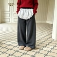 thumbnail image 2 of jiaxiM Girls Athletic Sweatpants Wide Leg Active Baggy Loose Fit Casual Elastic Waist Straight Ruffle Pants with Pockets, 2 of 6