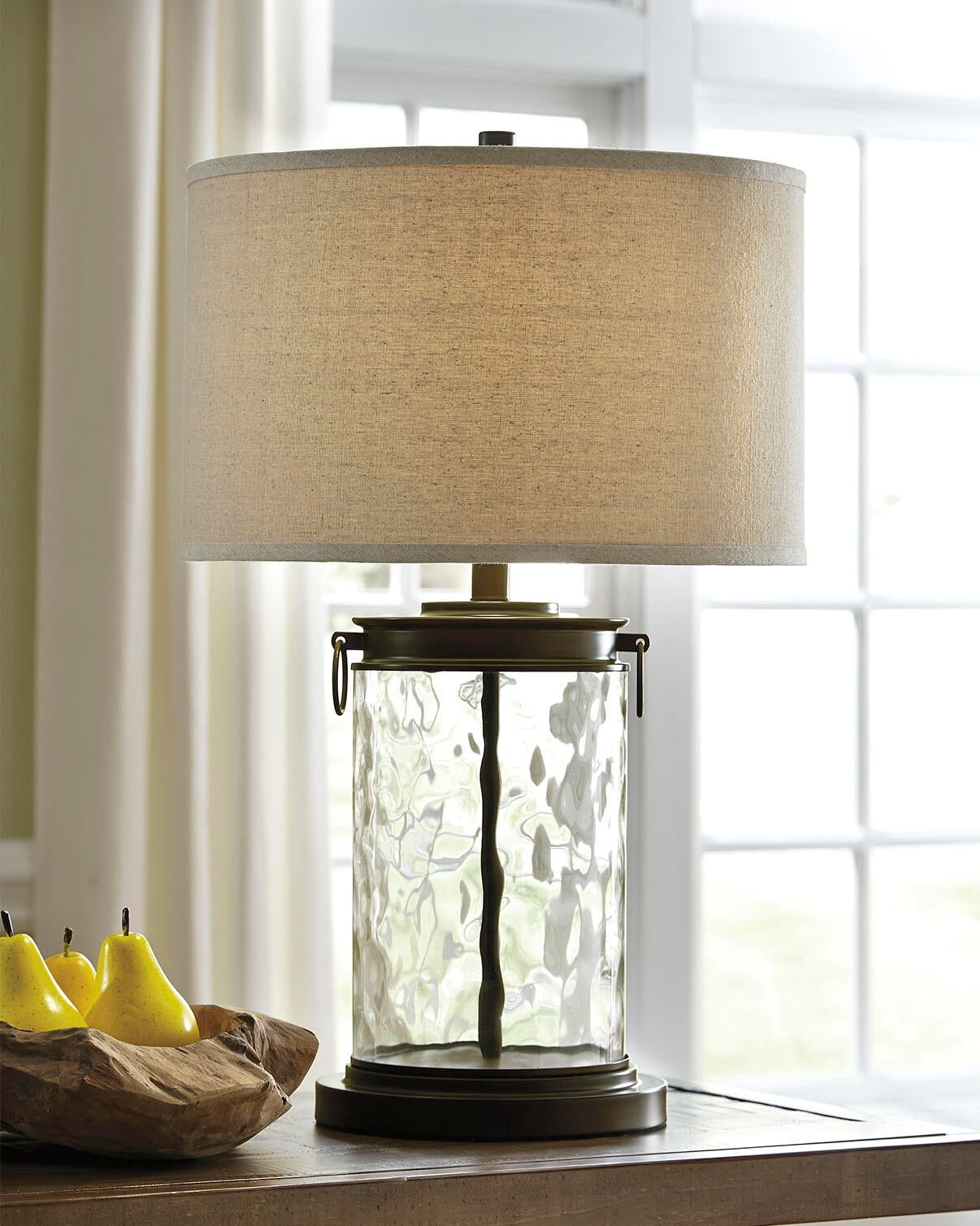 Signature Design by Ashley Casual Tailynn Table Lamp  Clear/Bronze Finish