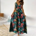 thumbnail image 2 of MesaSe Robes Maxi d'Été pour Femmes Imprimé Tropical Robes de Plage Col en V Sans Manches Taille Haute Lacée Robe Maxi Fluide Robe d'Été, 2 of 6