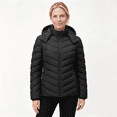 thumbnail image 3 of Women's Lightweight Full-Zip Puffer Jacket with Hood Quilted Waterproof Winter Coat, Black, 3 of 8