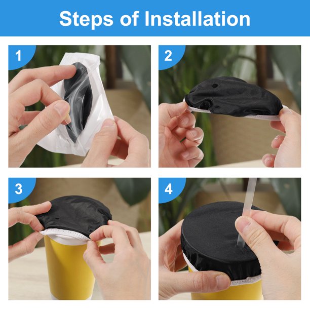 10-Pack Universal Drink Cover Scrunchies – Reusable Straw Hole Protectors For Cups & Glasses (Black)