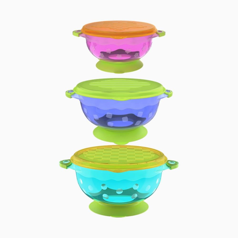 Baby Bowls and Matching Lids,suction Cup Bowls for Babies, Toddlers & Infants, Set of 3