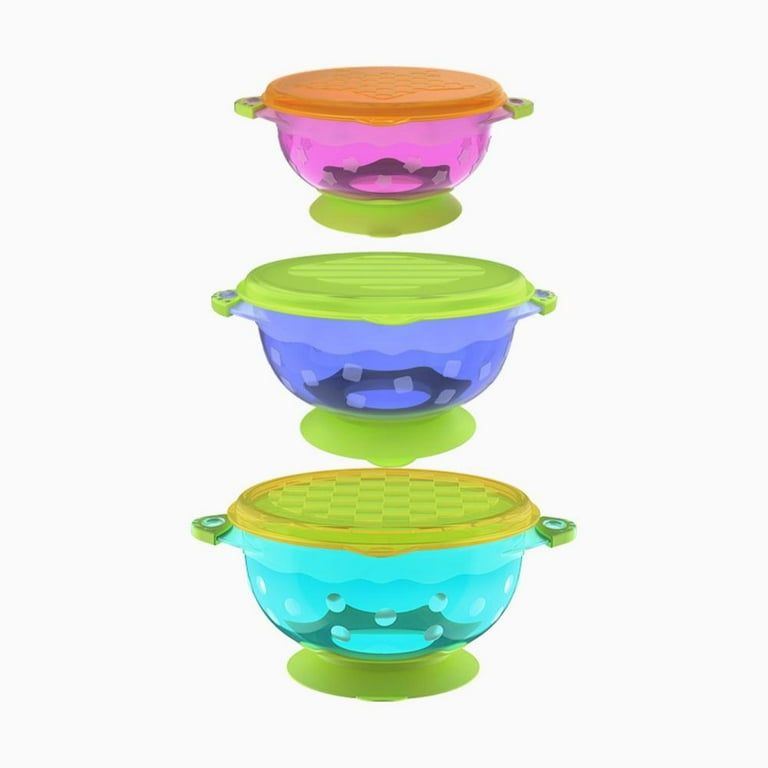 3PCS Set Baby Toddler Bowls With Buckled Lids Stay Put Suction Bowl Splash proof Baby Feeding Bowls Gift Perfect Suction Bowls for Toddlers