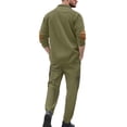 thumbnail image 4 of Mens Track Suits 2 Piece Long Sleeve Sets Loose Fit Workwear Outfit 1/4 Button V Neck Pullover and Cargo Wide Leg Pants Outdoor Athletic Outfits (Green, S), 4 of 8