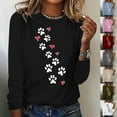 thumbnail image 5 of hxobax Cute Heart Paw Shirts for Women Fall Long Sleeve Top Casual Crewneck Pullover Tunic Tee Shirt, 5 of 5