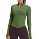thumbnail image 1 of Chaqueta Colorskin, ligera, con cremallera, entrenamiento para mujer, color verde militar, 1 of 6