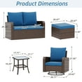 thumbnail image 7 of Homrest 6 Piece Patio Conversation Sets with Loveseat, Rattan Wicker Swivel Chairs with 2 Ottoman, Coffee Table & Cushions, Outdoor Furniture Sets for Garden, Poolside, Backyard (Navy), 7 of 7