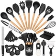 thumbnail image 1 of Juego de utensilios de cocina Astercook, 39 piezas de silicona con mango de madera, 1 of 9