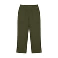 thumbnail image 4 of Womens Summer Wide Leg Cottton Linen Capri Pants Casual Elastic Waist Side Button Beach Vacation Pants with Pockets, 4 of 6