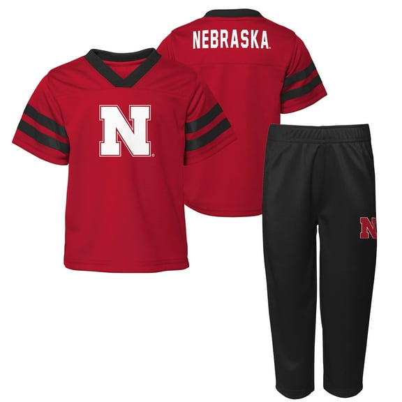Toddler Outerstuff Scarlet/Black Nebraska Huskers Red Zone Two-Piece V-Neck Top and Pants Set