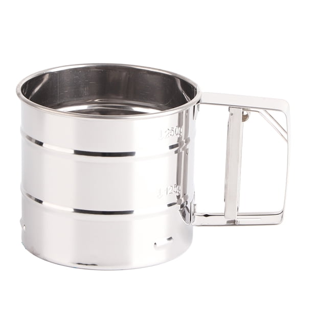 Tamiz de harina, coctelera de acero inoxidable, tamiz, coctelera, taza tamiz, coctelera, taza tamiz para harina, uso conveniente