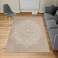 thumbnail image 2 of Mandala Turkish Area Rug, Lotus Inspired Flower Lace Circle Ornate Retro Pattern Eastern Universe Theme, Soft Carpet for Living Room Decor with Distressed Look, 5.2' X 7.6', Dusk White, by Ambesonne, 2 of 4
