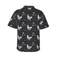 thumbnail image 3 of Daiia Cartoon Rooster Hawaiian Shirt for Men Gentle Cotton Regular Short Sleeve Casual-Small, 3 of 9