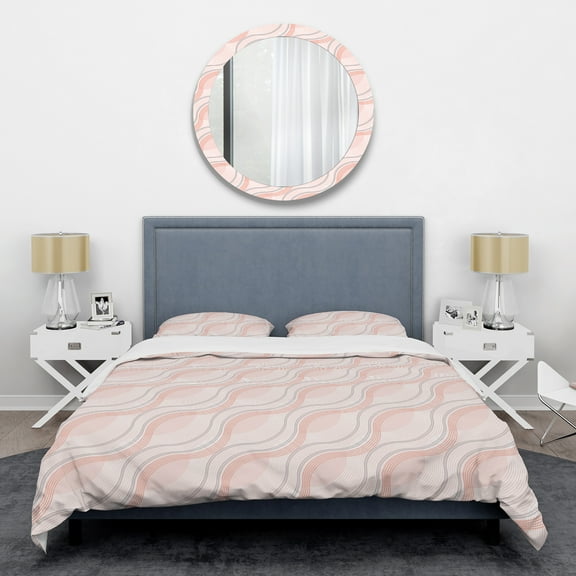 Designart 'Pink Elegant Pastel Waves' Mid-Century Modern Duvet Cover Set
