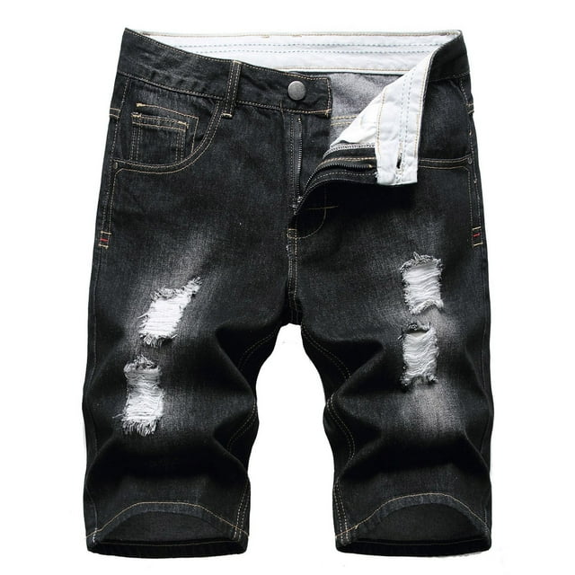 TopLLC Mens Shorts, Men pants Half Shorts Jeans Men's Ripped Trunks Stretchy Washed Jeans Trunks Cut-Off Classic Biker Jeans Trunks