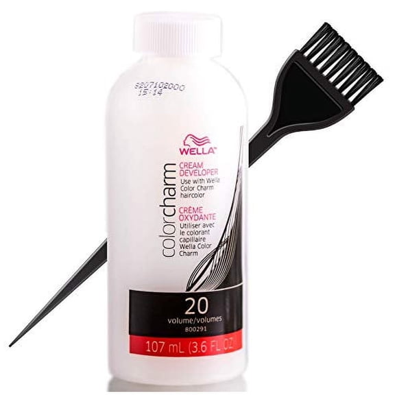 WeIla Color Charm CREAM DEVELOPER (w/Sleek Brush) Creme Hydrogen Peroxide for Permanent Haircolor Dye, Lighteners, Hair Color (20 VOLUME / 6% - 32 oz size)