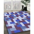 thumbnail image 3 of Ahgly Company Machine Washable Indoor Round Transitional Jeans Blue Area Rugs, 6' Round, 3 of 7