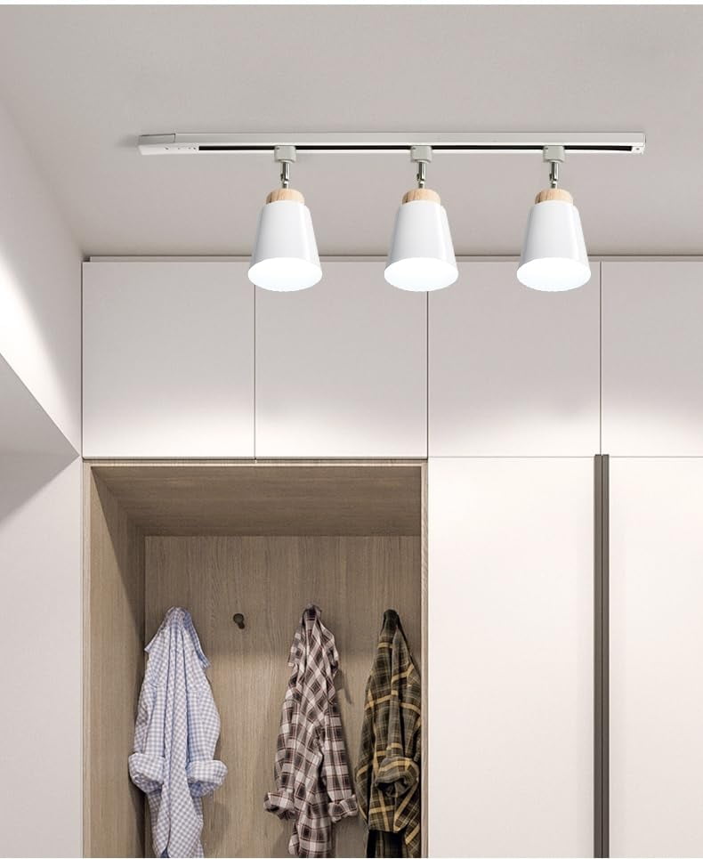 KAYYELAMP 3Pcs Macaron White Halo System Adjustable Titl Angle Track Lighting E26 Base Modern Design for Farmhouse Kitchen Sink Gallery Loft(No Bulb, Track)