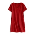 thumbnail image 3 of FRSASU Robe d'Été 100 % Coton pour Filles, Tendance, Col en V, Décontractée, Bohème, Robe Soleil, Printemps, Plage, Fluide, Vacances, Mini, Rouge, 3 of 8