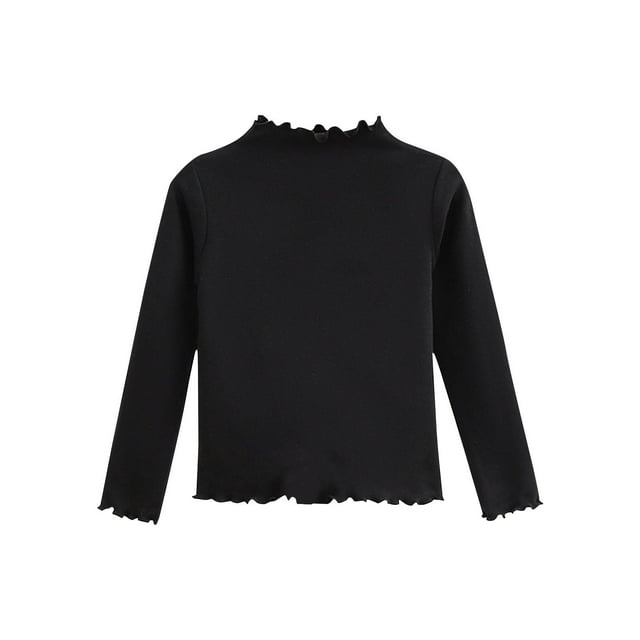 T-shirts à Manches Longues à Bord Laitue pour Tout-Petites Filles, Blouse Décontractée, Hauts avec Volants, Lavable à la machine