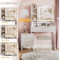 thumbnail image 6 of Accreate Vanity Desk with Mirror and Lights, Makeup Vanity Desk with 3 Lighting Modes, Makeup Table with Drawers, Stool and Movable Side Storage Cabinet, for Bedroom, 6 of 7