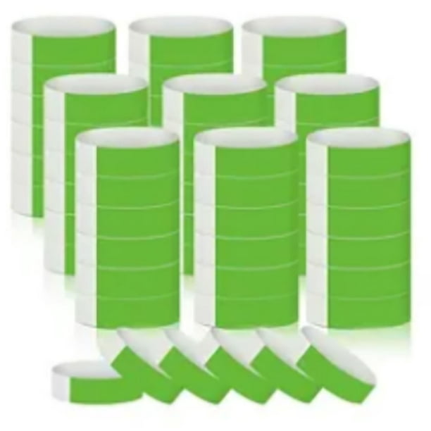 300 pulseras de papel sintético desechables, impermeables, para eventos, parques de atracciones, color verde