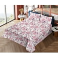 thumbnail image 4 of Ambesonne Floral Design Fitted & Flat Sheet with Shams 4 Pcs Set, Nude Colors Flowers, King, Blush Indigo Pastel Pink, 4 of 5