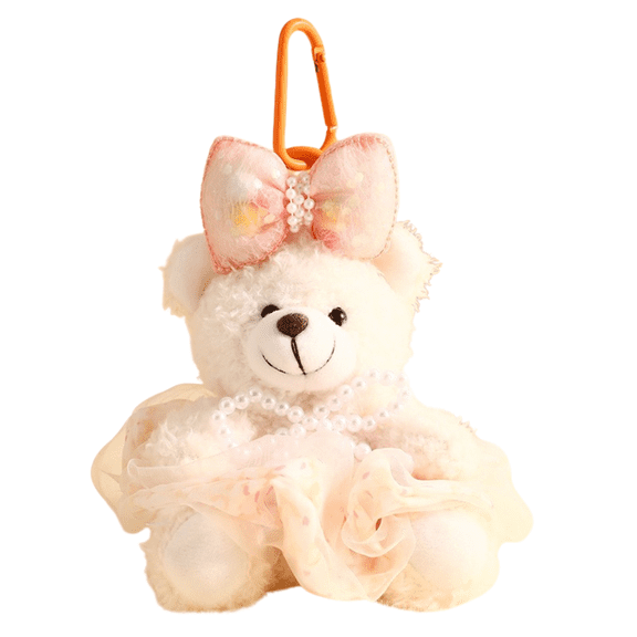 PonPom Cute Teddy Bear Keychain Soft Fashion Little Bear Keyring Bag Backpack Pendant Women Men
