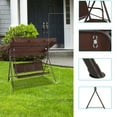 thumbnail image 5 of BTMWAY Outdoor Swing with Canopy, 3 Person Outdoor Patio Swings, Backyard Swing for Adults with 45° Adjustable Tilt Canopy, Weather Resistant Steel Frame, Swing Chair for Yard, Garden, Poolside, Brown, 5 of 12