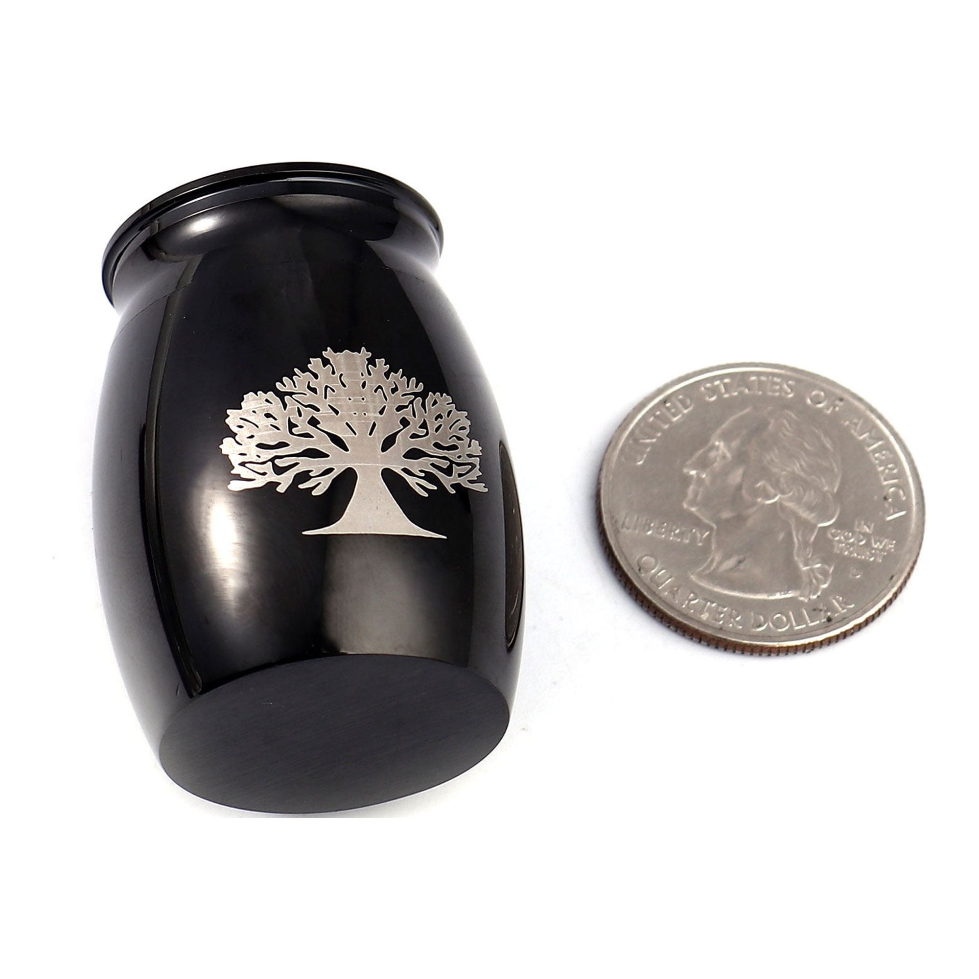 Tree of Life Cremation Urn, Mini Tree of Life Memoiral Urn for Ashes, Tree of Life Keepsake Urn for Ashes, Mini Urn for Dogs, Mini Urn for Cats, Ships Next Day! [Tree of Life, Black, No Engraving]