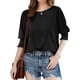 thumbnail image 1 of Blusa Informal con Cuello Redondo y Ligera para Mujer, Color Negro, Talla XL, 1 of 7