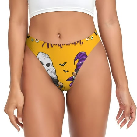 Qokaie Cute Gnomes Halloween Printed Women s Cotton Thong Underwear  Sexy Breathable Panties G-string-Large