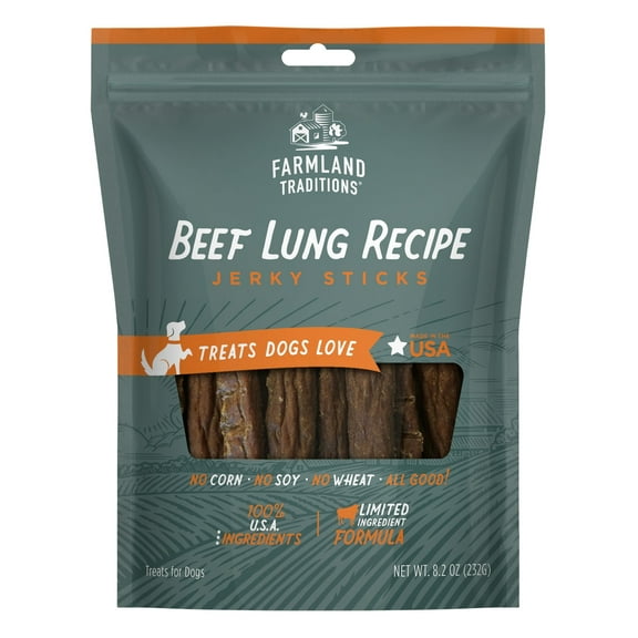 Farmland Traditions Beef Lung Recipe Jerky Sticks for Dogs 8.2 oz.