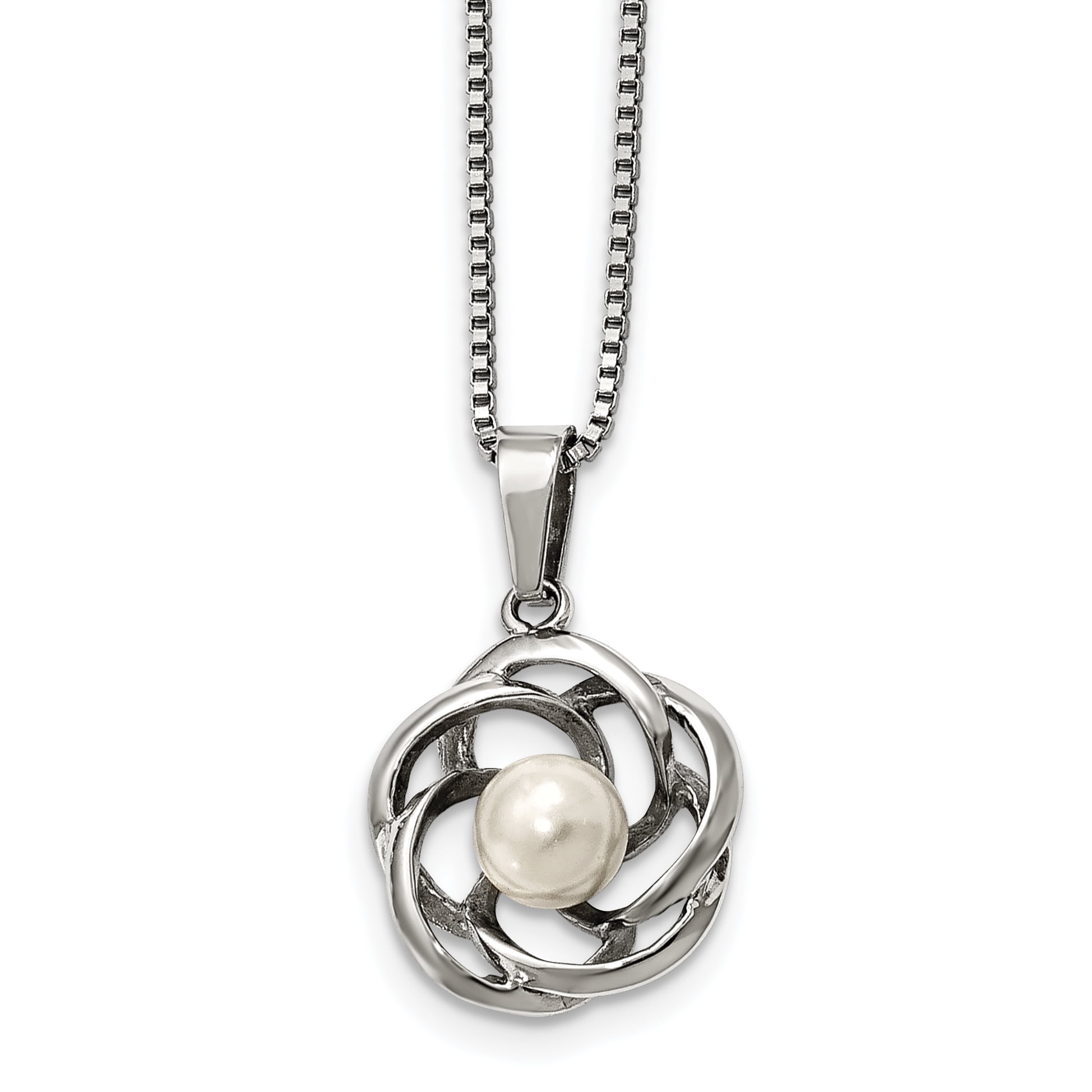 Saris and Things - Stainless Steel Polished Freshwater Cultured Pearl