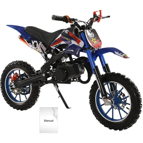 49CC Gas Dirt Bike with 40KM/H Max Speed, 10-Inch Off-Road Tires & Dual Disc Brakes, 150kg Capacity 2-Stroke Mini Motorcycle for Youth Beginners.