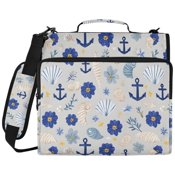 ALAZA Zipper Binder Anchors Seashells Pattern 2 inch 3 Ring 500 Sheet Capacity Trapper Keeper File Folder Organizer Bag