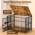 thumbnail image 6 of Amlancher 41" Foldable Dog Crate Furniture with 2 Bowls and Name Tag, No Assembly Dog Kennel for Large Dogs(40-65lbs）, Rustic Brown, 6 of 10