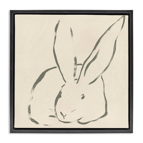 Stupell Industries Minimalist Minimal Bunny Outline Black Floating Frame Canvas Art, 18 x 18, by June Erica Vess