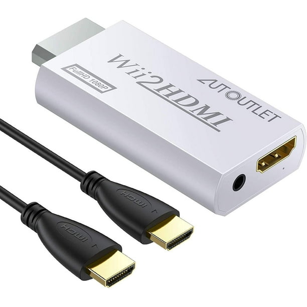 1080p Wii à HDMI Convertisseur Mini 3.5mm Adaptateur Wii2HDMI Audio HD  Sortie vidéo